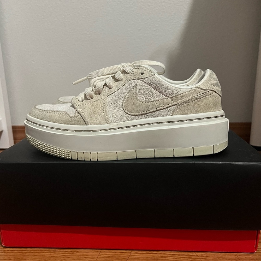 Jordan Women's Cream Suede Platform Sneakers